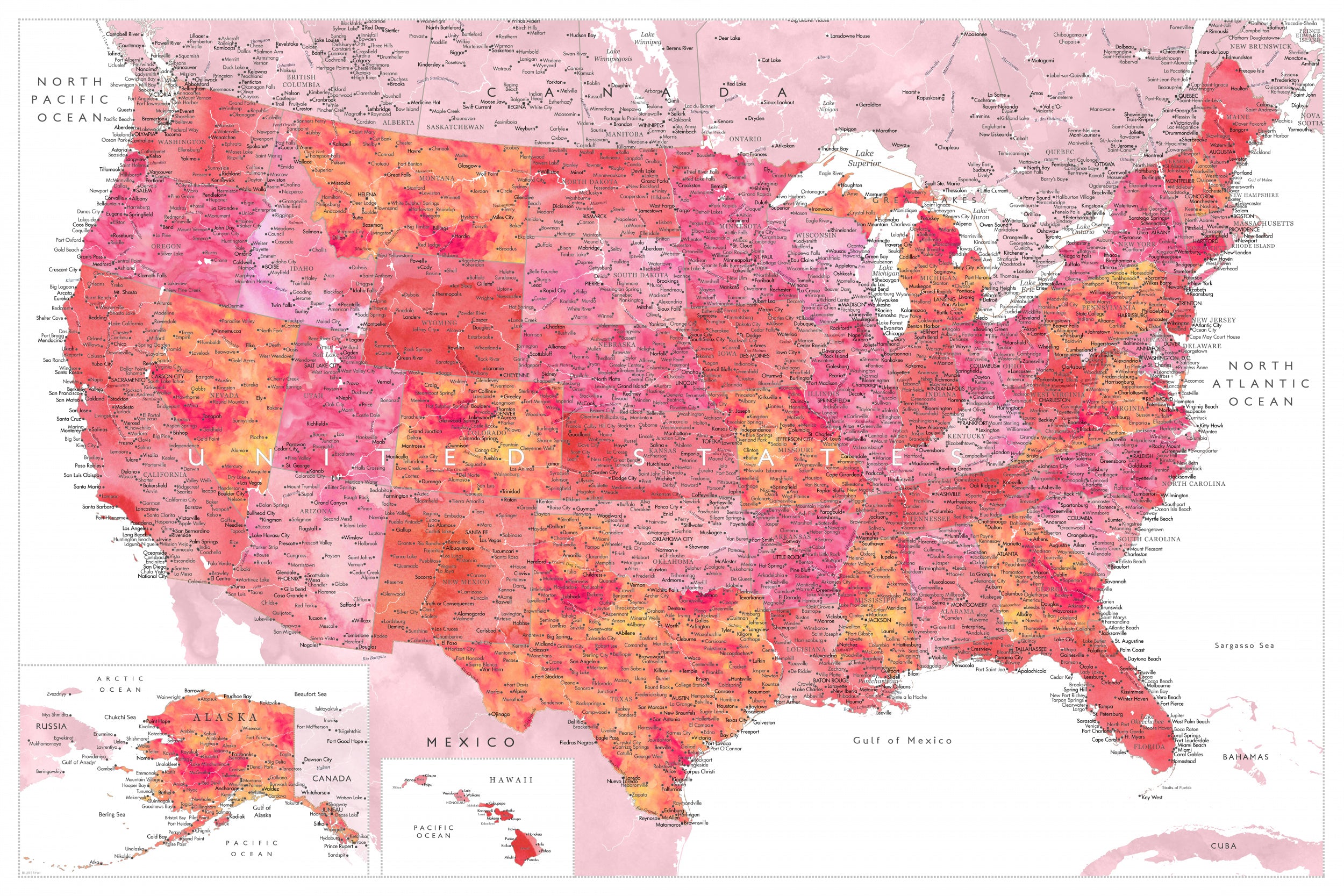 Highly detailed map of the United States, Tatiana