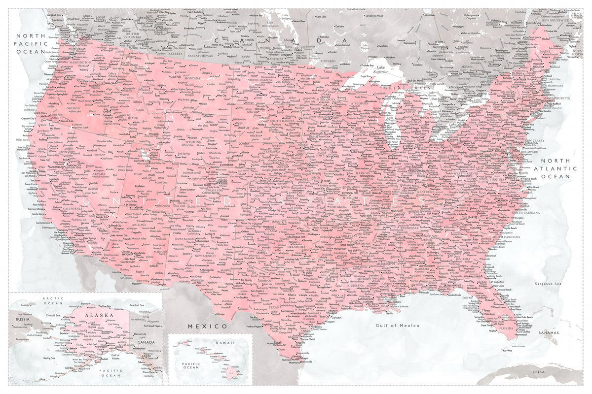 Svært detaljert kart over USA, Gopi