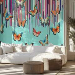 Vibrant Butterflies with Stripes