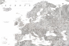 Wall mural Gray watercolor Europe map – fototapet med unikt motiv som skapar en inspirerande fondvägg