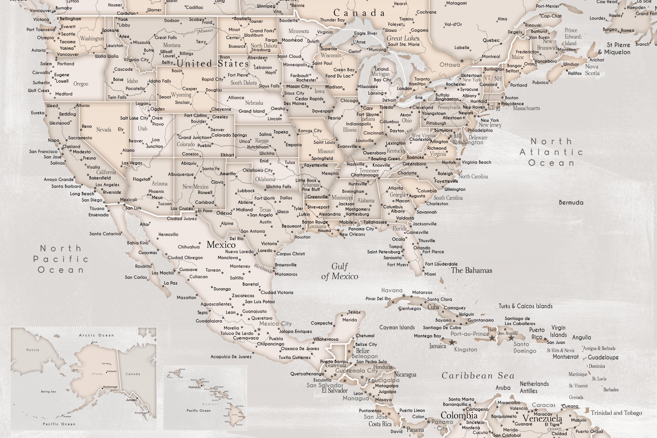 Lucille, map of the United States and the Caribbean sea