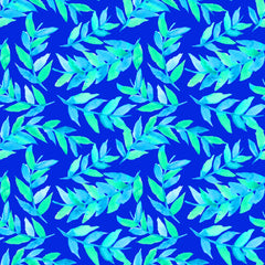 Wall mural Turquoise On Blue Leaves Curved – fototapet med unikt motiv som skapar en inspirerande fondvägg