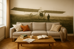 Wall mural Air pioneers – Historisk flygfotografi från pionjärtiden – fototapet med unikt motiv som skapar en inspirerande...