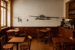 Wall mural Aircraft in snow – Historisk flygfotografi från förra seklet – fototapet med unikt motiv som skapar en inspirer...