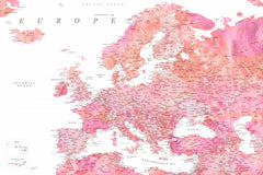 Wall mural Tatiana detailed map of Europe – fototapet med unikt motiv som skapar en inspirerande fondvägg