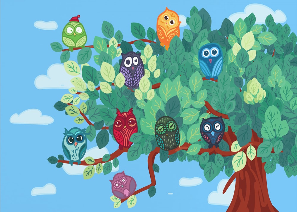 Colorful Owls Tree
