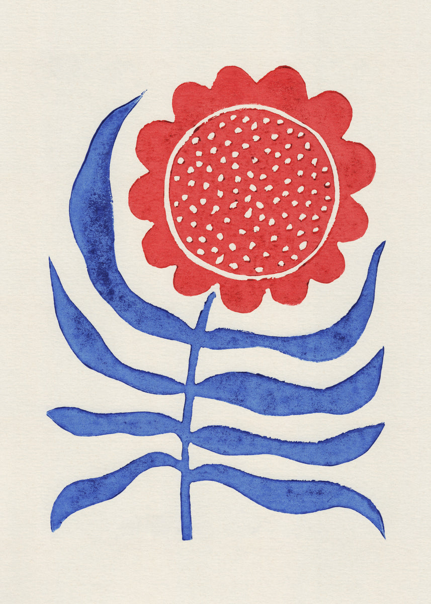 Rød blomst / Linotrykk