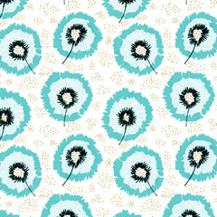 Wall mural Turquoise Flower Fringes Polka Dot – fototapet med unikt motiv som skapar en inspirerande fondvägg