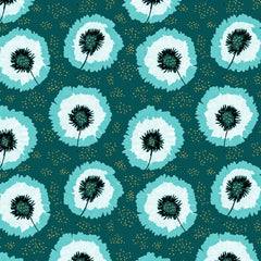 Wall mural Flower Fringes Polka Dot Turquoise Gold – fototapet med unikt motiv som skapar en inspirerande fondvägg