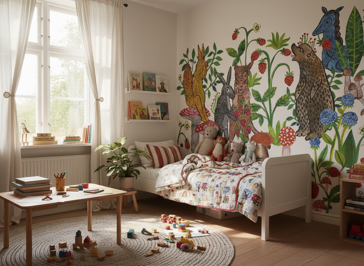 Mushroom Picking - Fototapet med sagolikt svampplock