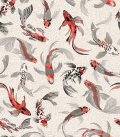 Wall mural Hla2 Koi Fish Orange Grey – fototapet med unikt motiv som skapar en inspirerande fondvägg