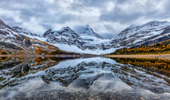 Wall mural Assiniboine reflection – fototapet med unikt motiv som skapar en inspirerande fondvägg