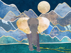Wall mural Magestic elephant mountains landscape – fototapet med unikt motiv som skapar en inspirerande fondvägg