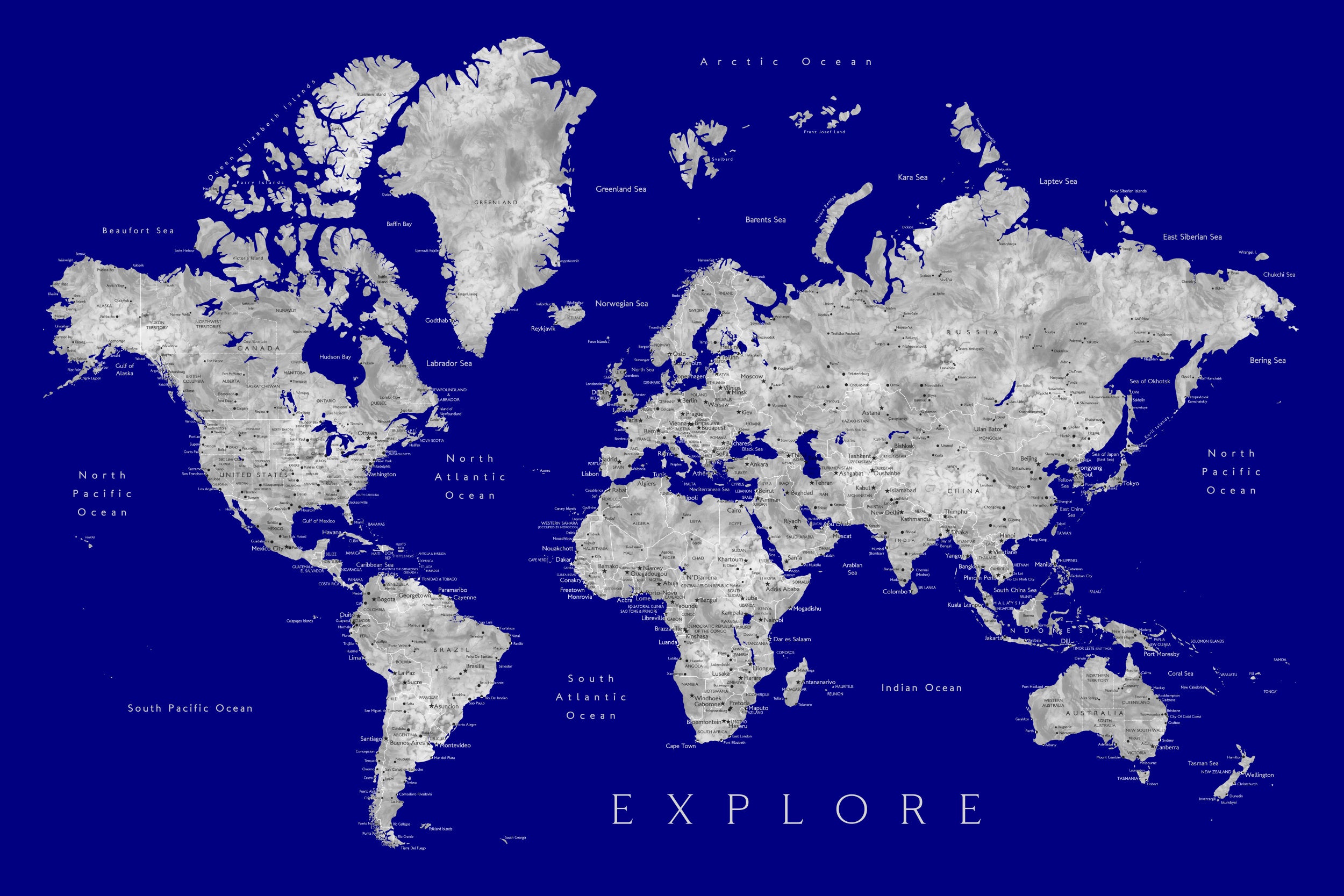 Explore world map with cities, Valrie