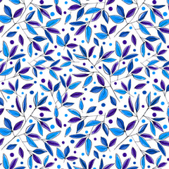 Wall mural Floral Branches Navy Indigo – fototapet med unikt motiv som skapar en inspirerande fondvägg
