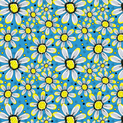 Wall mural Cool Flower Garden Yellow Gray On Blue – fototapet med unikt motiv som skapar en inspirerande fondvägg