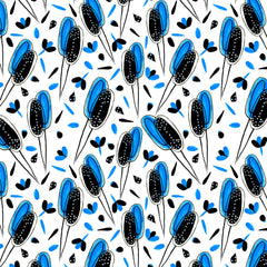 Wall mural Floral Twosome Blue Black – fototapet med unikt motiv som skapar en inspirerande fondvägg