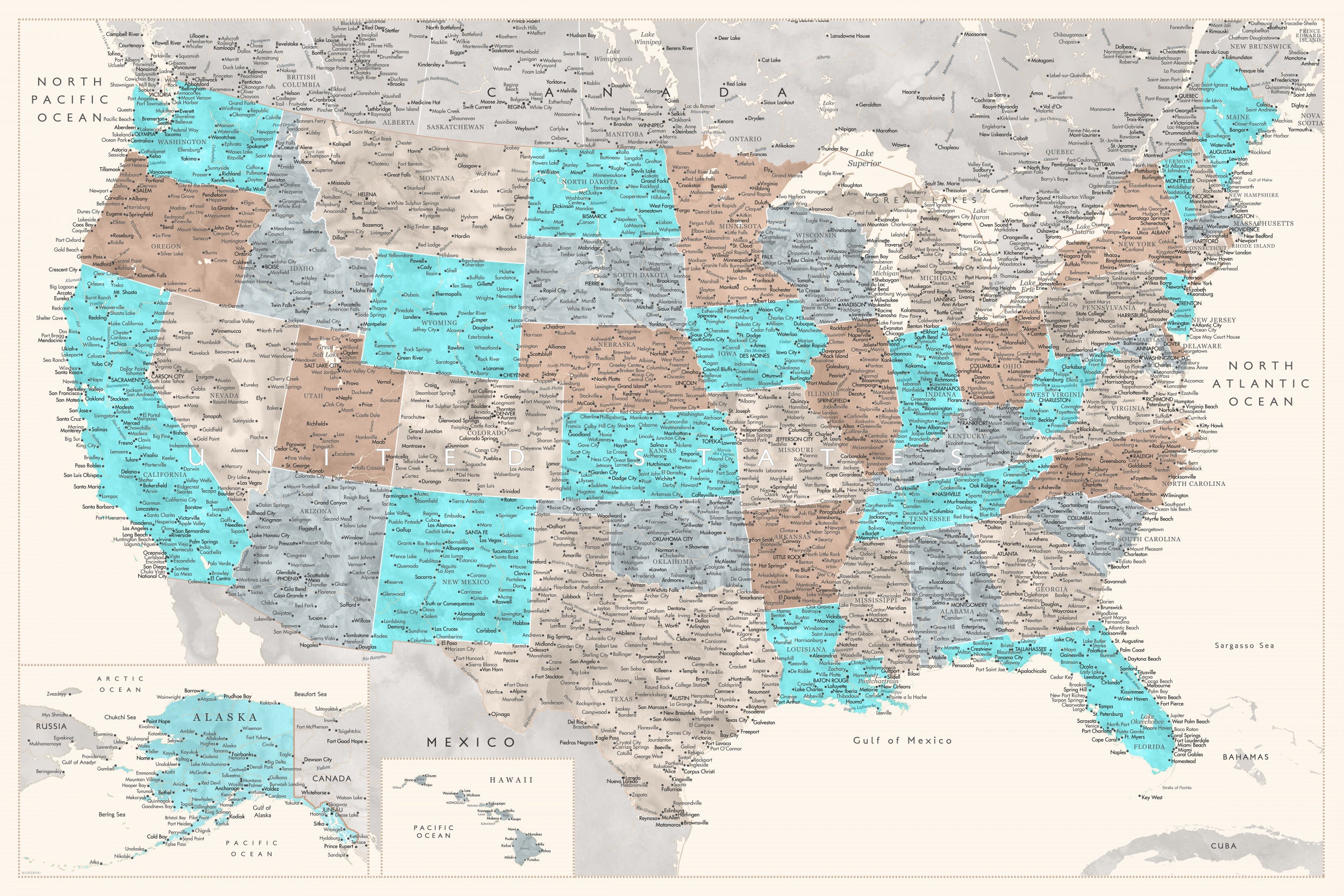 Highly detailed map of the United States, Romy