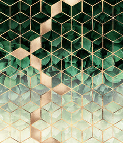 Wall mural Leaves And Cubes – fototapet med unikt motiv som skapar en inspirerande fondvägg