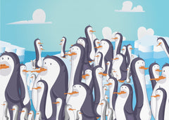 Busy Penguin Colony