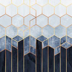 Wall mural Soft Blue Hexagons – fototapet med unikt motiv som skapar en inspirerande fondvägg