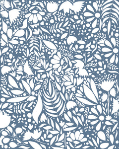 Wall mural Scandi blue white pattern 1 – fototapet med unikt motiv som skapar en inspirerande fondvägg