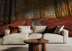 Golden Autumn Forest Road