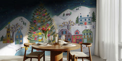 Christmas village in the snow