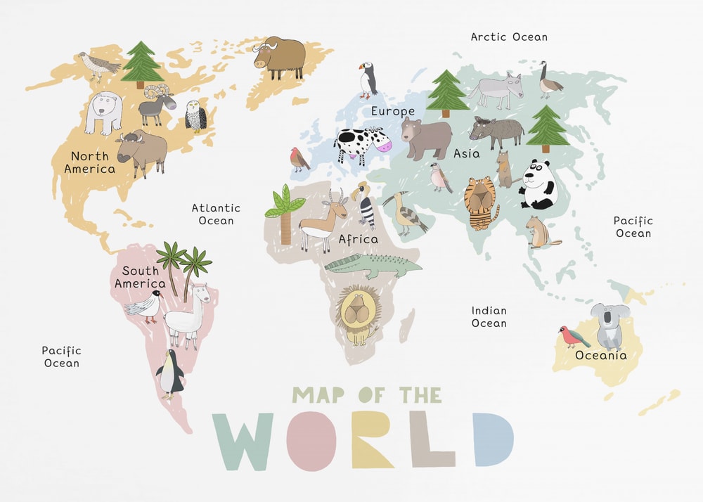 Cute Animal World Map