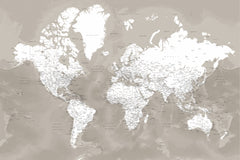 Wall mural Detailed world map with cities Orien – fototapet med unikt motiv som skapar en inspirerande fondvägg