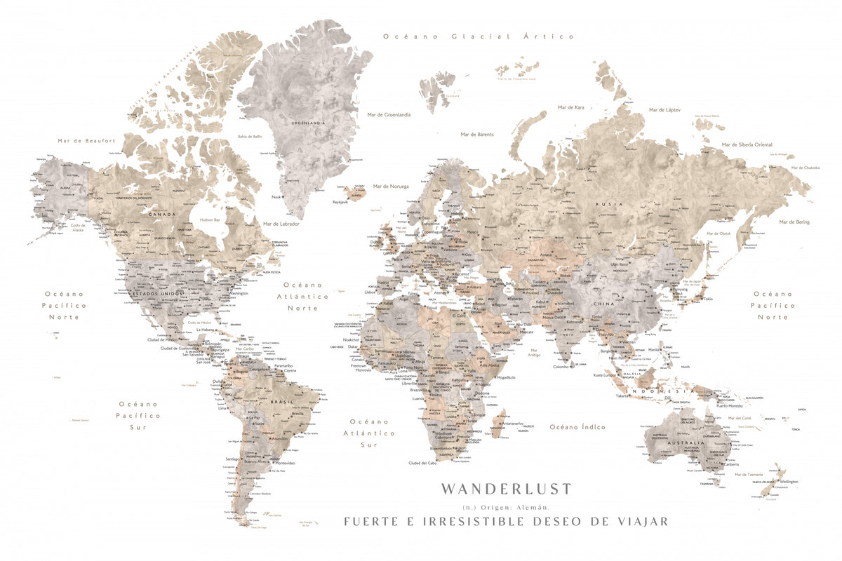 Wanderlust verdenskart på spansk