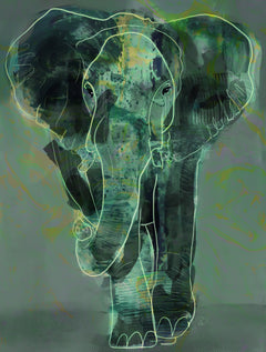 Wall mural Teal Elephant – fototapet med unikt motiv som skapar en inspirerande fondvägg