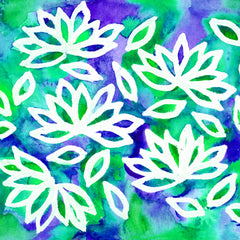 Wall mural Lotus Flower Blue Green – fototapet med unikt motiv som skapar en inspirerande fondvägg