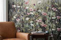 Wall mural Endless summer - 1 - Fototapet med midsommarblommor i varma toner – fototapet med unikt motiv som skapar en ins...