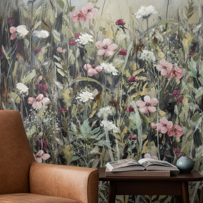 Endless summer - 1 - Fototapet med midtsommerblomster i varme toner rumsbild 6