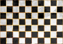 Wall mural Checkerboard black gold white concrete – fototapet med unikt motiv som skapar en inspirerande fondvägg