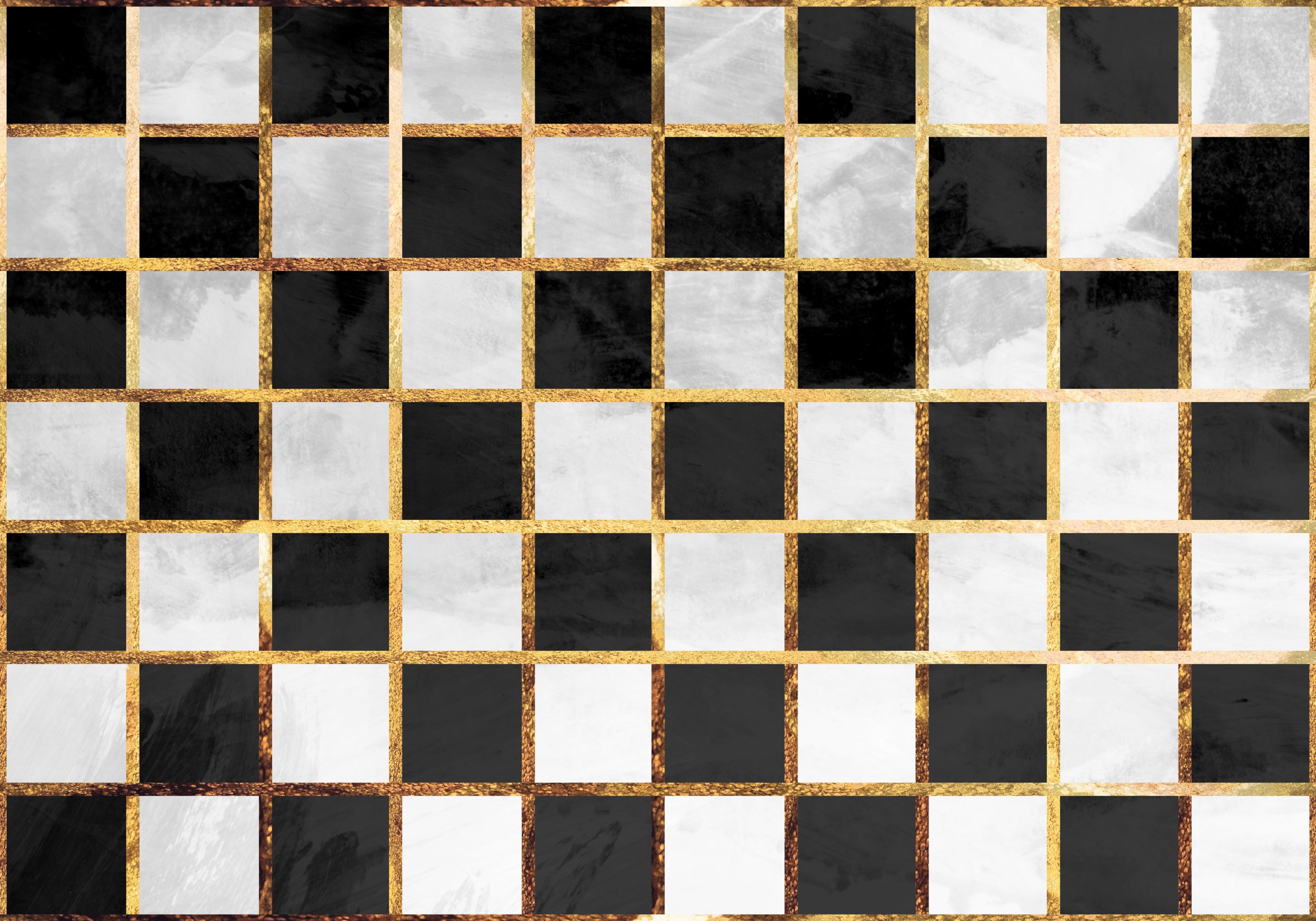 Checkerboard black gold white concrete