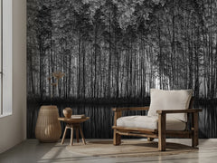 Black White Forest Reflections