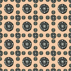 Wall mural Tribal Ethnic Circles Geometric Black White On Brown – fototapet med unikt motiv som skapar en inspirerande fon...