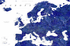 Wall mural Navy blue detailed map of Europe – fototapet med unikt motiv som skapar en inspirerande fondvägg