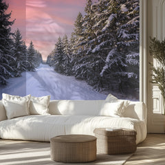 Pink Sky Winter Road
