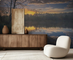 Golden Lake Sunset Reflection
