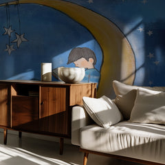 Boy Reading On Moon