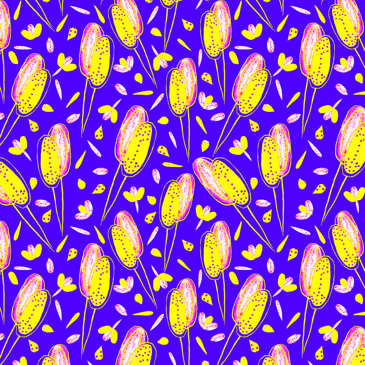 Floral Twosome Lavendel Gul På Blå