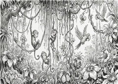 Jungle Monkeys and Parrots