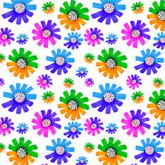 Wall mural Fancy Florals Green Blue Lavender Orange – fototapet med unikt motiv som skapar en inspirerande fondvägg