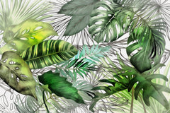 Wall mural Tropical Foliage 2 – fototapet med unikt motiv som skapar en inspirerande fondvägg