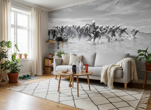 Go! - Fototapet med svartvit simstart