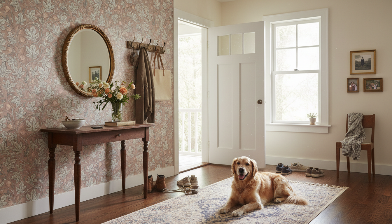 Fig Tree - Brown - Elegant botanisk tapet med handmålade fikonblad