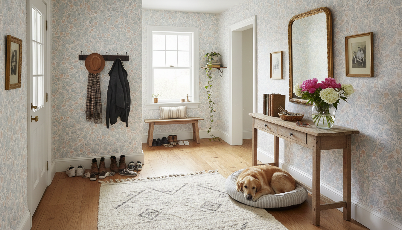 Fig Tree - Pastell - Ljus tapet med fikonträd i pastelltoner